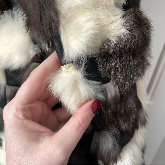 Vintage rabbit fur patchwork coat - size large, made in Korea - Picture 6 of 14